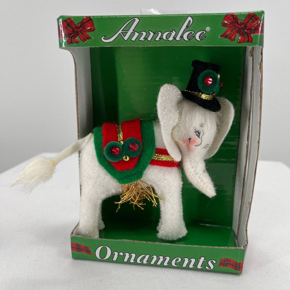 Elegant Elephant Annalee Doll Christmas Ornament 3"